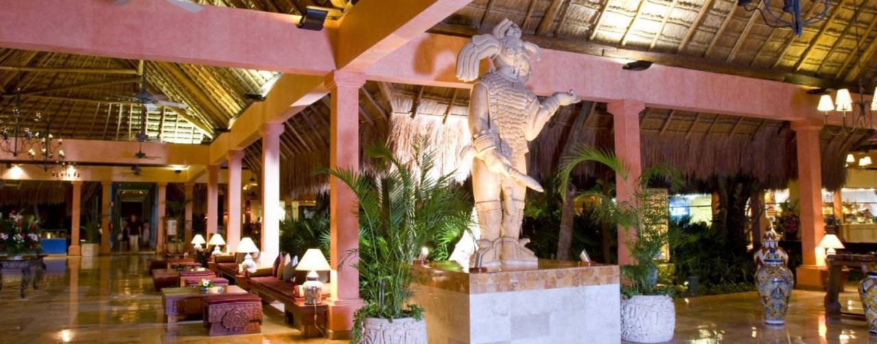 Amenities Lobby Statue Vaulted Palapa Iberostar Tucan Playa Del Carmen Riviera Maya