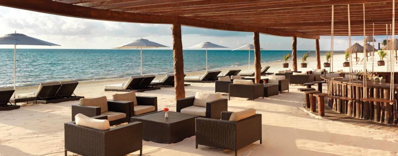 Bar Beach Chairs Swings Moon Palace Golf Spa Resort Riviera Maya Mexico