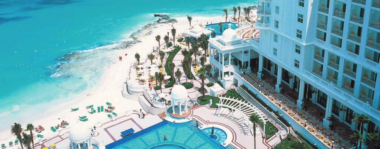 Beach Aerial View Riu Palace Las Americas Cancun Mexico