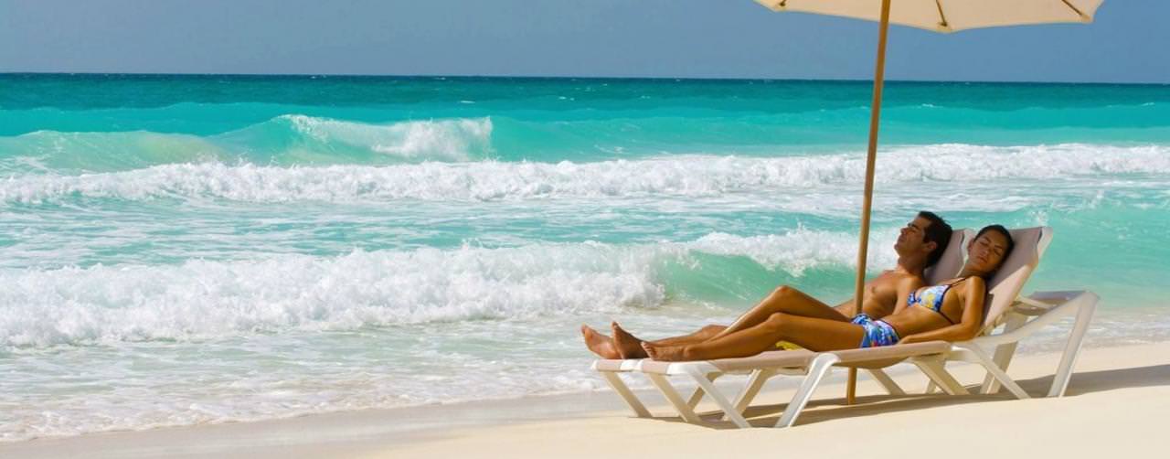 Cancun Mexico Beach Romance Relax Umbrella Waves Le Blanc Spa Resort