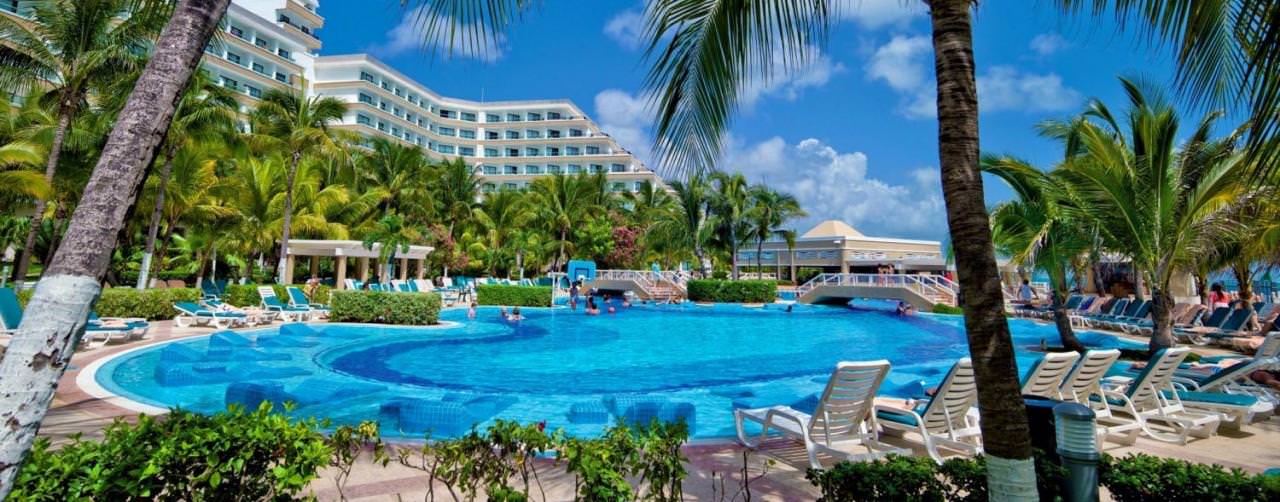Cancun Mexico Pool Palm Tree Bridge Riu Caribe