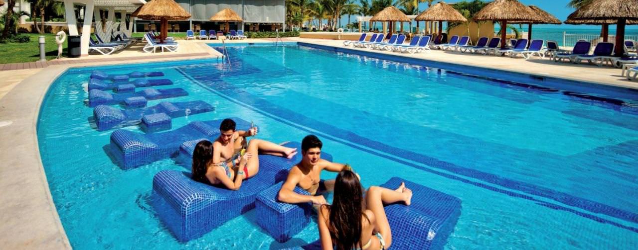Cancun Mexico Riu Caribe Pool Submerged Loung Chairs