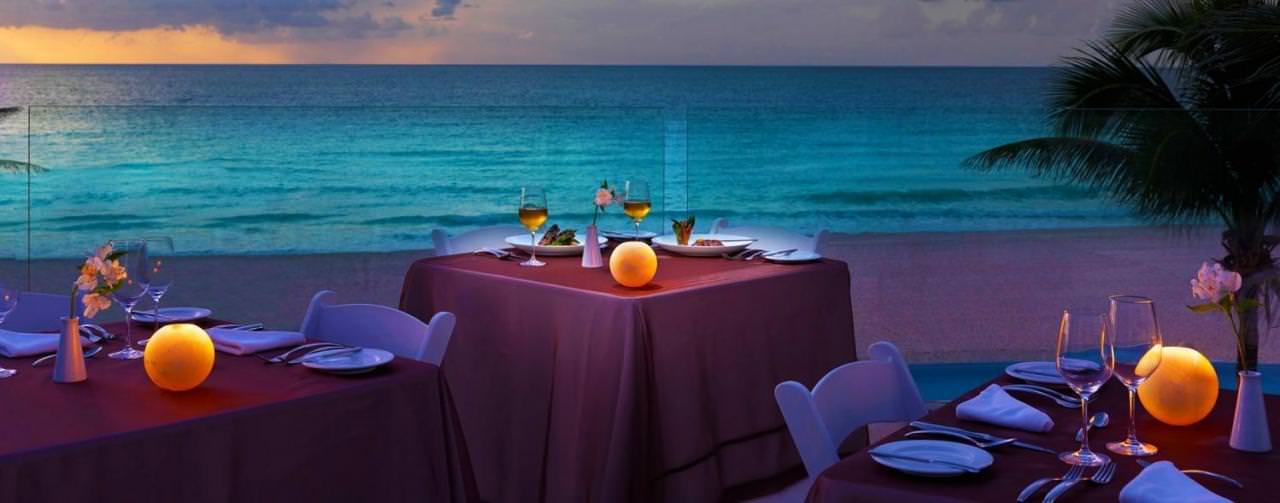 Cancun Mexico Wedding Event Table Set Up Beach Front Le Blanc Spa Resort