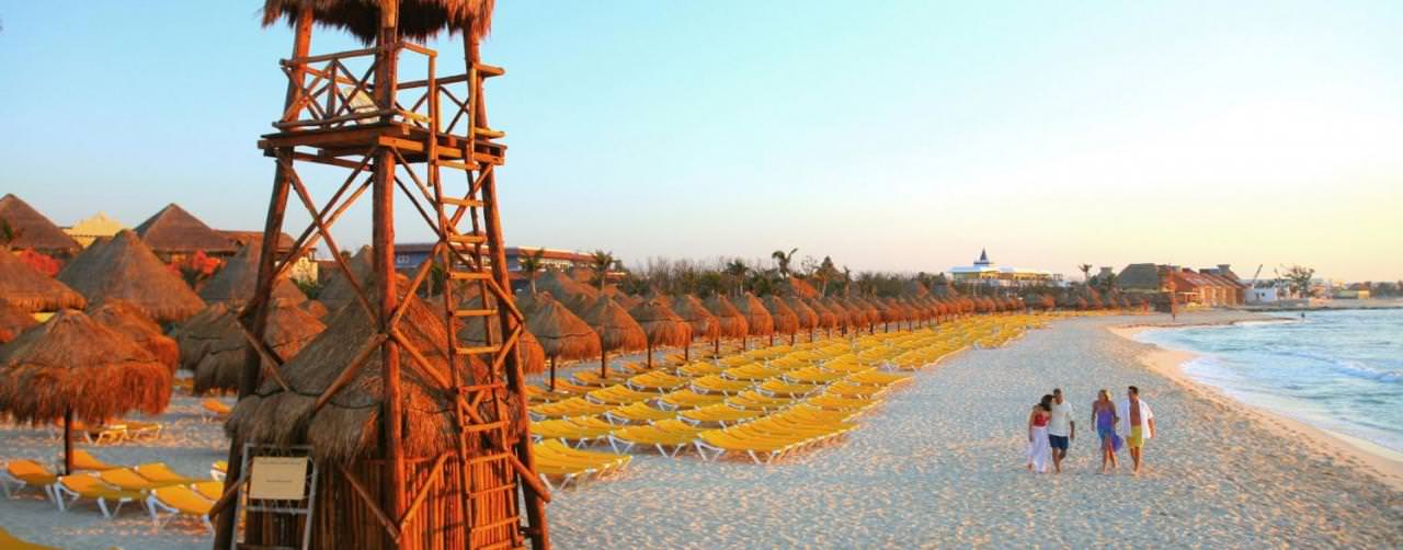 Iberostar Paraiso Maya Riviera Maya Mexico Beach Loung Chairs Couples Walking Beach