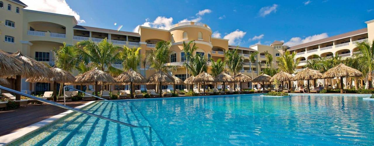 Montego Bay Jamaica Iberostar Grand Hotel Rose Hall Pool Lounge Chairs Palapas