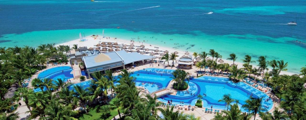 Pool Aerial View Ocean Riu Caribe Cancun Mexico