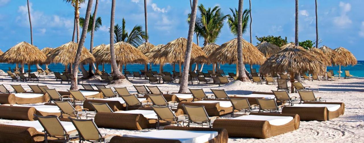 Punta Cana Dominican Republic Beach Beds Chairs Palm Tree View Iberostar Grand Hotel Bavaro