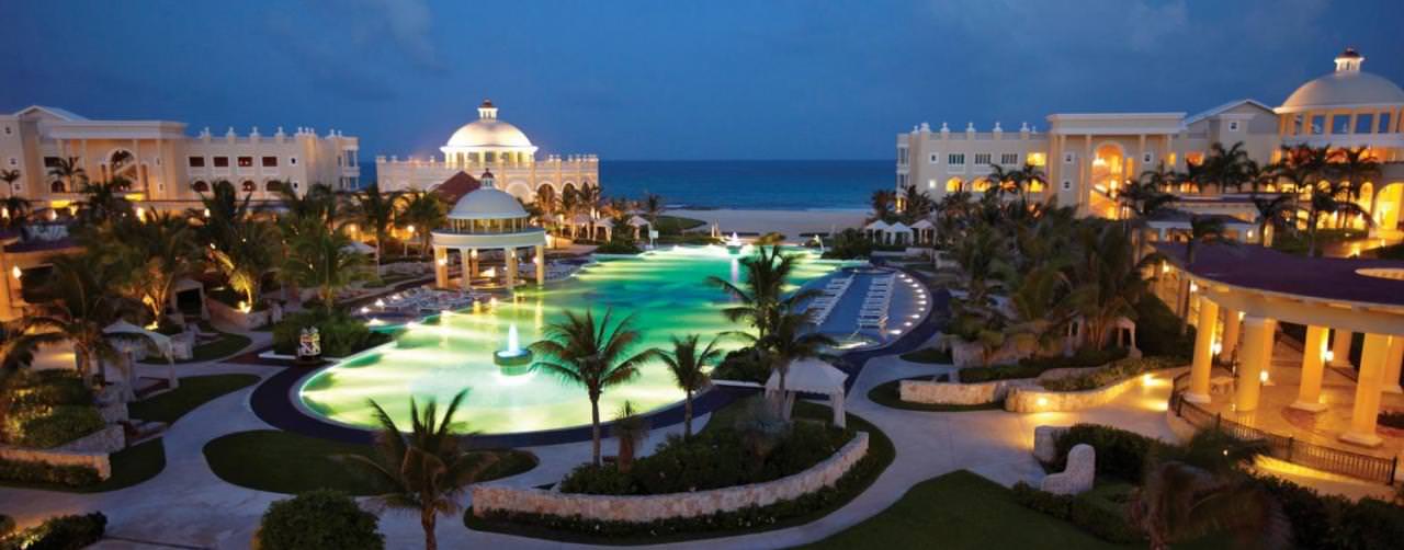 Riviera Maya Mexico Iberostar Grand Hotel Paraiso Pool Main Pool Night View