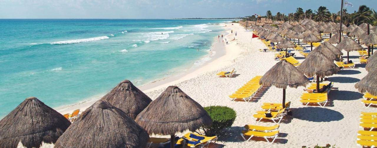 Riviera Maya Mexico Iberostar Paraiso Maya Beach Ocean View Palapas Lounge Chairs