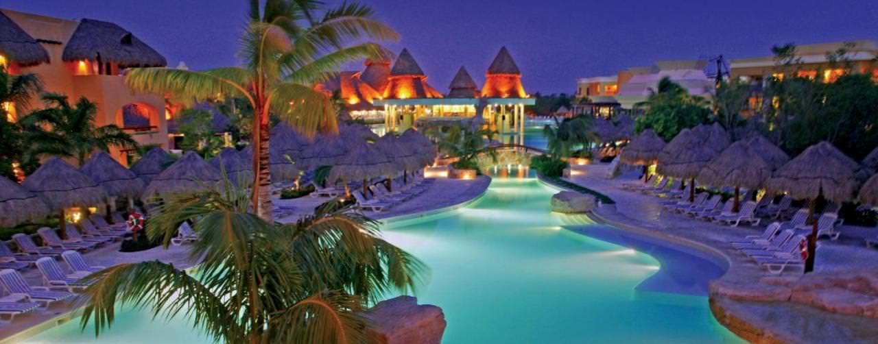 Riviera Maya Mexico Iberostar Paraiso Maya Pool View At Night